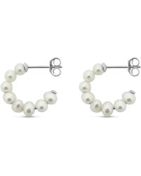 Clemence Wren - Freshwater Pearl Medium Hoop Earrings - Lyst