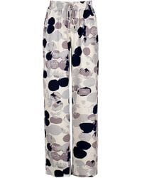 Conquista - Print Linen Style Wide Leg Pants - Lyst