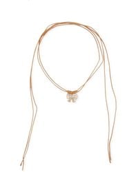 Saachi - Crystal Bow Leather Choker - Lyst