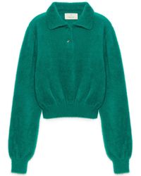 Peraluna - Lucy Polo-Neck Crop Knit Blouse - Lyst