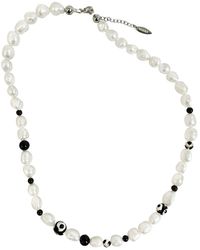 Farra - Freshwater Pearls With Dzi Agate Necklace - Lyst
