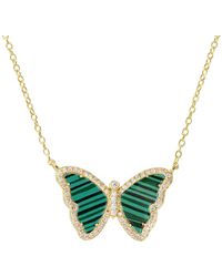 KAMARIA - Malachite Butterfly Necklace With Crystals - Lyst