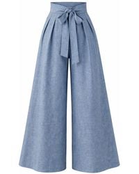 Nikka Place - Wide Leg Baggy Linen Pants With High Waist And Front Tie - Lyst