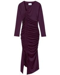 Dāl the Label - Ruched Asymmetric Midi Dress Raisin - Lyst