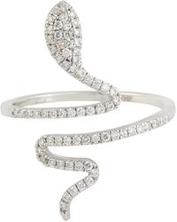 Artisan - Solid White Gold Snake Ring Pave Diamond - Lyst