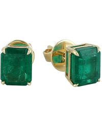 Artisan - 18K Emerald Cut Emerald Stud Earrings - Lyst