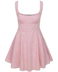 Thisisu Collection - Serenette Dress -Cotton Mini Dress With Delicate Embroidery & Built-In Shorts Lining - Lyst