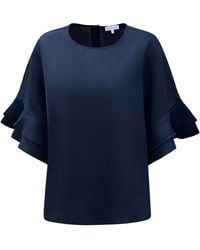 Perlavera - Lolan Solid Linen Flare Sleeve Top - Lyst