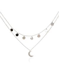 Lila Rasa - Celestial Double Layer Necklace Crecent Cz Moon - Lyst