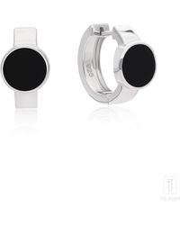 The Jewelz - Neutrals Noir Axis Onyx Huggies - Lyst