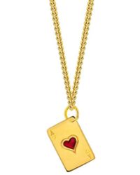 True Rocks - 18kt Gold Plated & Red Enamel Ace Of Hearts Mini Pendant - Lyst