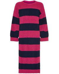 Cara & The Sky - Antonia Chunky Stripe Midi Knitted Dress - Lyst