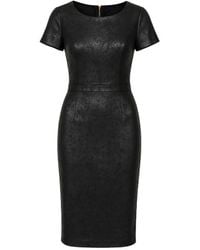 Conquista - Leather Effect Fitted Dress - Lyst