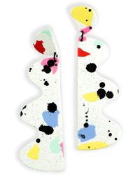 By Chavelli - Neutrals wiggles Dangly Earrings In Paint Splatter - Lyst