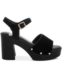 Rag & Co - Daniela Genuine Suede Leather High Block Sandals - Lyst