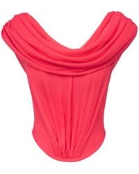 POST MERIDIEM - Draped Cowl-Neck Top With Front Panel Draping - Lyst