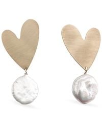 Silver Moon - Sterling Earrings – Pearl Heart - Lyst
