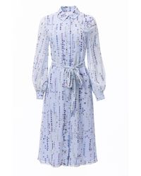 Carloslines - Button Down Shirt Dress With Illusion Puff Long Sleeve & Pockets - Lyst
