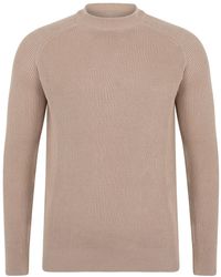 Paul James Knitwear - Neutrals Lightweight Cotton Brett Ribbed Crew Neck Jumper - Lyst