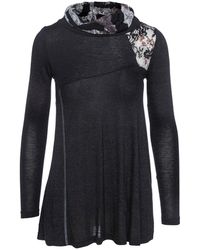 Conquista - Lace Detail Long Sleeve Top - Lyst