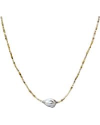 Rahul's Jewels - 16"-18" Adjustable Length Genuine Diamond Cube And Keshi Pearl Necklace - Lyst