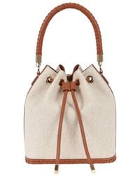 Saonara Brand - Bucket Bag Linen Caramel Leather - Lyst