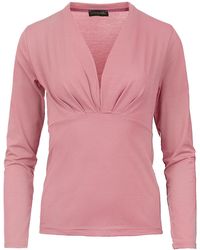 Conquista - Long Sleeve Faux Wrap Top - Lyst