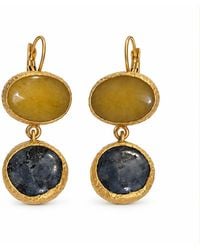 By Ozge - Golden Earth & Midnight Sky Natural Stone Brass-Plated Drop Earrings - Lyst
