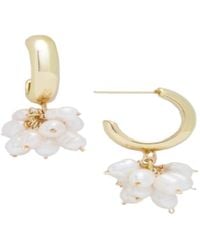 Saachi - Pearl Cluster Hoop Earrings - Lyst