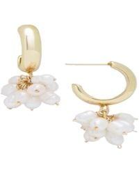 Saachi - Pearl Cluster Hoop Earrings - Lyst