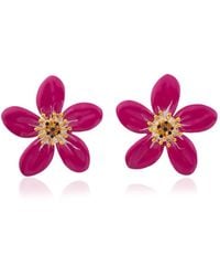 Milou Jewelry - Raspberry Periwinkle Flower Earrings - Lyst