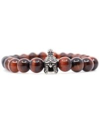 Shar Oke - Stainless Steel Spartan Helmet & Tiger's Eye Beaded Bracelet - Lyst
