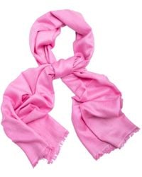 Saachi - Eyelash Fringed Cashmere Fuchsia Scarf - Lyst