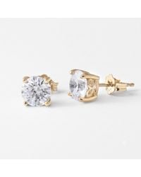 Diamonbliss - 7Mm Round Cut Solitaire Stud Earrings - Lyst