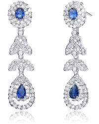 Genevive Jewelry - Sterling Silver Sapphire Cubic Zirconia Teardrop Dangling Earrings - Lyst