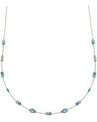 Perle de Lune Turquoise & Apatite 20 Satellite Choker Necklace - Metallic