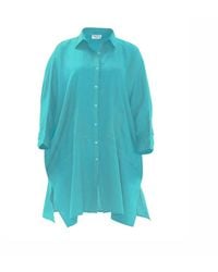 Haris Cotton - Solid Button Up Drop Shoulder Linen Shirt Crystal - Lyst