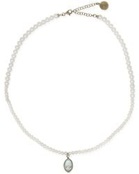 Vintouch Italy - Isabella Pearl And Green Cameo Necklace - Lyst
