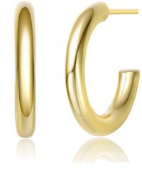 Genevive Jewelry - Rachel Glauber Plated Solid Open Hoop Earrings - Lyst