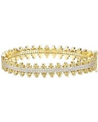 Genevive Jewelry - Rachel Glauber Plated Sterling With Cubic Zirconia Beaded Cluster Link Tennis Bracelet - Lyst