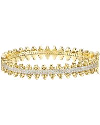 Genevive Jewelry - Rachel Glauber Gold Plated Sterling Silver With Cubic Zirconia Beaded Cluster Link Tennis Bracelet - Lyst