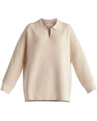 Paisie - Neutrals Polo Collar Ribbed Jumper - Lyst
