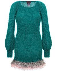 Andreeva - Emerald Handmade Knit Dress With Glitter - Lyst