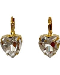 Laura Gray - Small Diamond Crystal Heart Post Earrings - Lyst