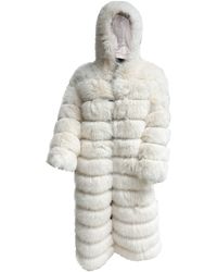 Harmonia Ny - Neutrals Crème De La Crème Extra Long Hooded Faux Fur Coat By Dani Watanabe - Lyst