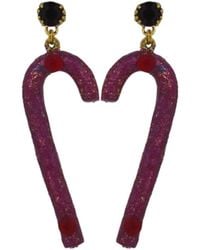 Vickisarge - Raspberry Candy Cane Earrings - Lyst