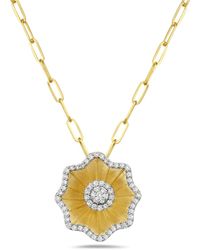 Artisan - Yellow Gold Flower Diamond Necklace Handmade Jewelry - Lyst