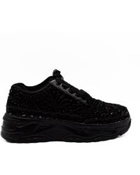 Rettrose - Iris Luxury Noir Satin Handmade Embellished Trainers - Lyst