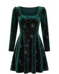Yumi' - Starburst Foil Print Long Sleeve Skater Dress - Lyst