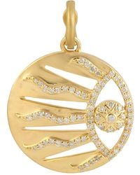 Artisan - Diamond 14k Yellow Sun Burst Pendant Handmade Elegant Look - Lyst
